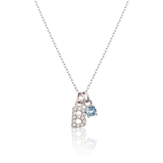 Stříbrný náhrdelník s modrým kamínkem a písmenem B SVLN0324XH2BI0B