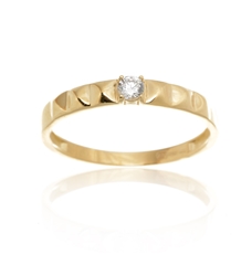 Dámský prsten ze žlutého zlata se zirkony PR0598F + DÁREK ZDARMA