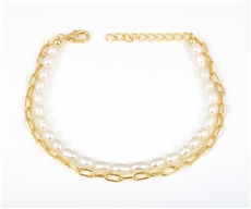 Stříbrný perlový pozlacený náramek 16- 18 cm SVLB0578S61GP18 + dárek zdarma