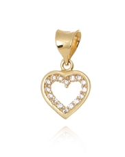 Přívěšek srdce ze žlutého zlata se zirkony ZZ1034F + dárek zdarma