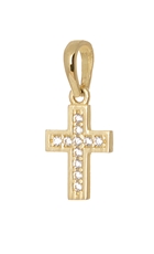 Přívěšek křížek ze žlutého zlata se zirkony ZZ1039F + dárek zdarma
