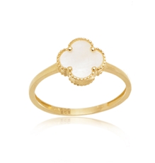 Dámský perleťový prsten čtyřlístek ze žlutého zlata PR0612F + DÁREK ZDARMA