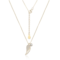 Dámský stříbrný pozlacený náhrdelník andělské křídlo se zirkonem STNAH148F