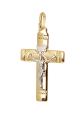 Přívěšek ze žlutého zlata kříž s Ježíšem ZZ1056F + dárek zdarma