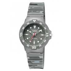 Chlapecké vodotěsné hodinky šedé maskáčové Q&Q V07A-013VY