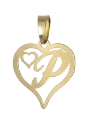 Přívěšek srdce s písmenem P ze žlutého zlata ZZ0438FF + dárek zdarma