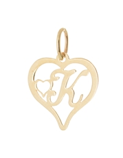 Přívěšek srdce s písmenem K ze žlutého zlata ZZ0434F
