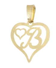 Přívěšek srdce s písmenem B ze žlutého zlata ZZ0583FF + dárek zdarma