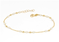 Dámský zlatý náramek s perličkami ZLNA1389F 17-19 cm + dárek zdarma