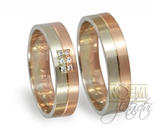 Snubní prsteny červenobílé zlaté 0103 + DÁREK ZDARMA