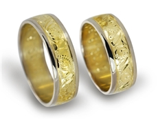 Snubní prsteny zlaté žlutobílé ryté 2076 + DÁREK ZDARMA