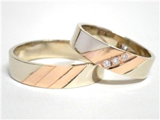 Zlaté snubní prsteny bílo-červené 0052 + DÁREK ZDARMA