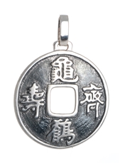 Stříbrný přívěšek čínská mince štěstí STRZ0473F