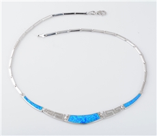 Dámský stříbrný náhrdelník s opály STNAH058F + dárek zdarma