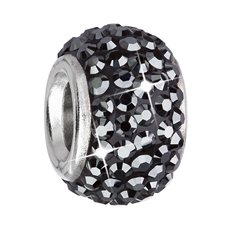 Stříbrný přívěsek s krystaly Swarovski černý kulatý 34083.5