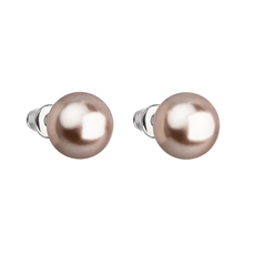 Náušnice bižuterie se Swarovski perlou hnědé kulaté 71070.3
