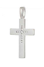 Stříbrný přívěšek kříž s čirými zirkony STRZ0704F