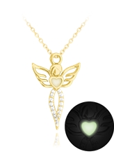 Stříbrný pozlacený náhrdelník svítící anděl JMAN0157GN45
