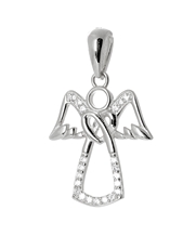 Stříbrný přívěšek anděl se zirkony STRZ0745F