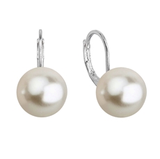Náušnice bižuterní visací se syntetickou perlou bílá 71122.1 white