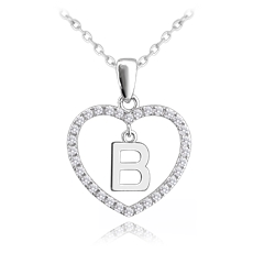 Stříbrný náhrdelník se srdíčkem a písmenem B JMAS900BSN45