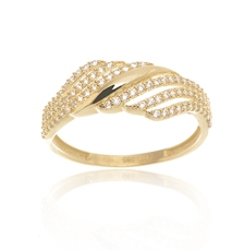 Dámský prsten ze žlutého zlata s čirými zirkony PR0505F + DÁREK ZDARMA