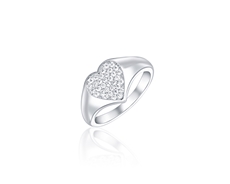 Dámský stříbrný prsten srdce s čirými zirkony STRP0433F