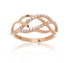Dámský prsten z růžového zlata se zirkony PR0514F + DÁREK ZDARMA