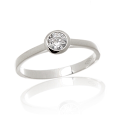 Dámský prsten z bílého zlata s čirým zirkonem PR0523F + DÁREK ZDARMA