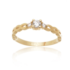 Dámský prsten ze žlutého zlata s čirými zirkony PR0535F + DÁREK ZDARMA