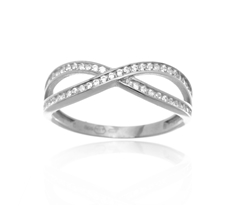 Dámský prsten z bílého zlata se zirkony PR0541F + DÁREK ZDARMA