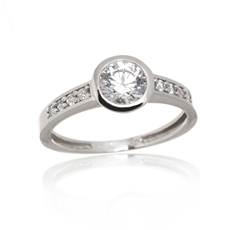 Prsten z bílého zlata s čirými zirkony PR0546F + DÁREK ZDARMA