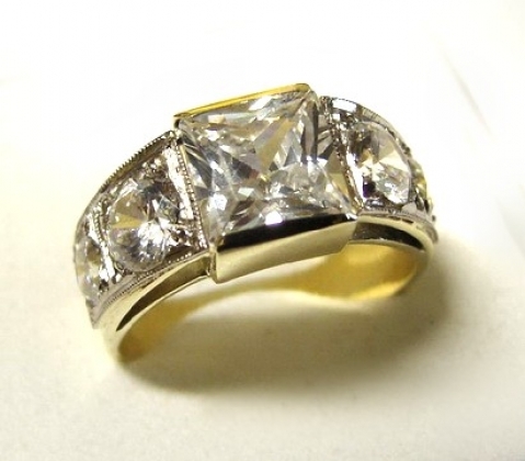Masivní dámský prsten se zirkony 0018 + DÁREK ZDARMA