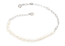 Dámský stříbrný perlový náramek 17-20 cm STNA0547F