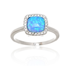 Dámský stříbrný prsten s modrým opálem STRP0441F