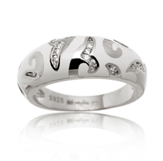 Luxusní stříbrný prsten zdobený smaltem STRP0446F