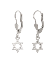 Stříbrné visací naušnice židovská hvězda STNAU1322F