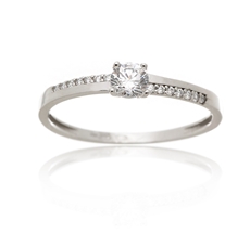 Dámský prsten z bílého zlata se zirkony PR0554F + DÁREK ZDARMA