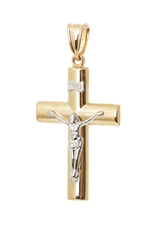 Přívěšek ze žlutého zlata kříž s Ježíšem ZZ0920F + dárek zdarma
