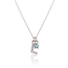 Stříbrný náhrdelník s modrým kamínkem a písmenem L SVLN0324XH2BI0L