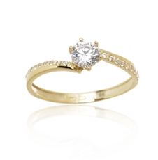 Dámský zlatý prsten se zirkony PR0567F + DÁREK ZDARMA