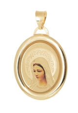 Zlatý medailonek s Pannou Marií ZZ0933F + dárek zdarma