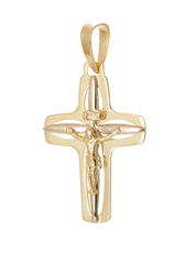 Přívěšek ze žlutého zlata kříž s Ježíšem ZZ0934F + dárek zdarma