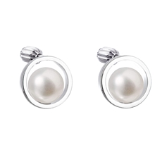 Stříbrné náušnice pecky s bílou říční perlou 21041.1B