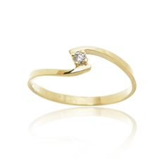Prsten ze žlutého zlata s briliantem BP0088F + DÁREK ZDARMA