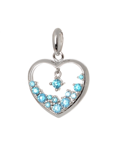 Stříbrný přívěšek srdce s modrými zirkony STRZ0941F