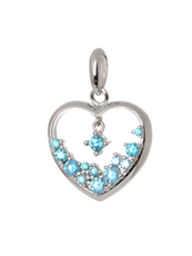 Stříbrný přívěšek srdce s modrými zirkony STRZ0941F