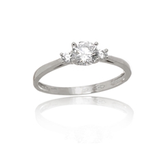 Dámský prsten z bílého zlata se zirkony PR0569F + DÁREK ZDARMA