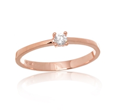 Prsten z růžového zlata s čirými zirkony PR0578F + DÁREK ZDARMA