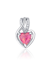 Stříbrný přívěšek srdce s růžovým opálem STRZ0955F